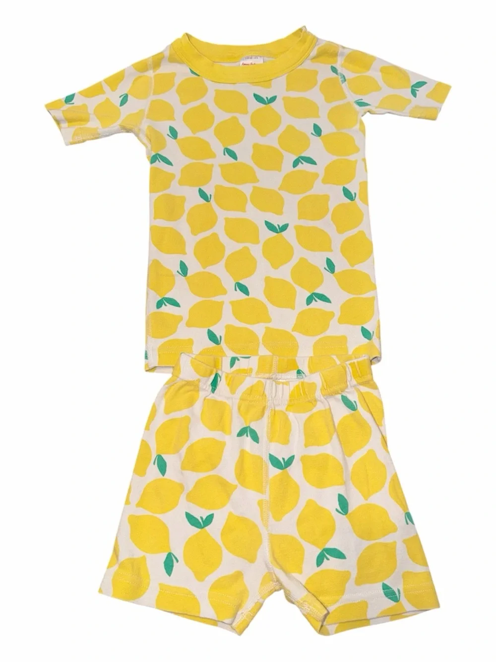 Hanna Andersson Yellow Lemon-Print Short Sleeve Pajama Set Organic Cotton